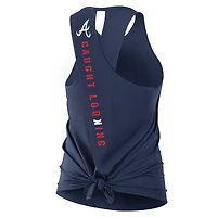 Women's Nike Navy Atlanta Braves Crisscross Performance Tank Top