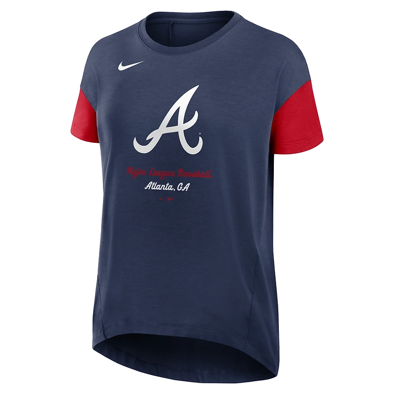 Women's Nike Navy Atlanta Braves Flowy Fashion Tri-Blend Dri-FIT T-Shirt