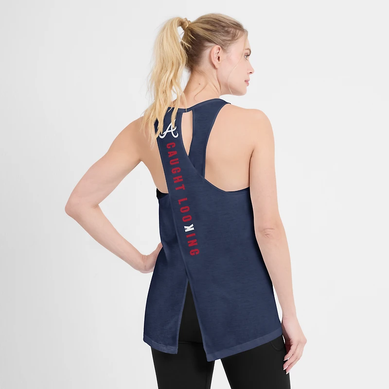Women's Nike Navy Atlanta Braves Open-Back Crisscross Dri-FIT Tank Top