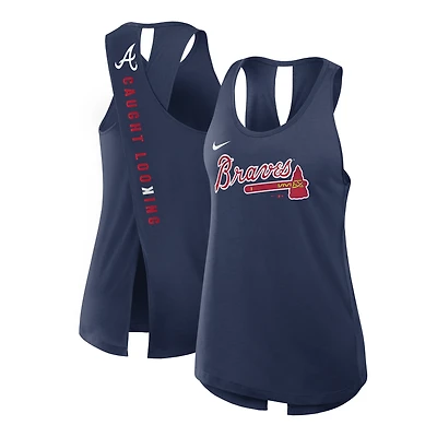 Women's Nike Navy Atlanta Braves Open-Back Crisscross Dri-FIT Tank Top