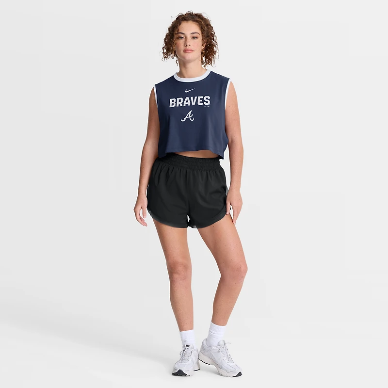 Débardeur court ample Dri-FIT Nike Atlanta Braves Primetime bleu marine pour femme