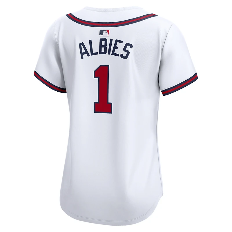 Maillot de joueur Nike Ozzie Albies Atlanta Braves Home Limited blanc pour femme
