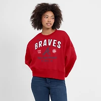 Women's Nike Red Atlanta Braves Oversized High Hip Pullover Sweatshirt