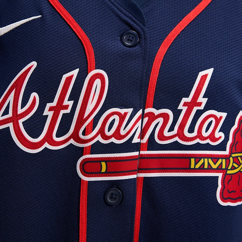 Maillot de joueur alternatif limité Nike Ronald Acuña Jr. des Atlanta Braves pour femme, bleu marine