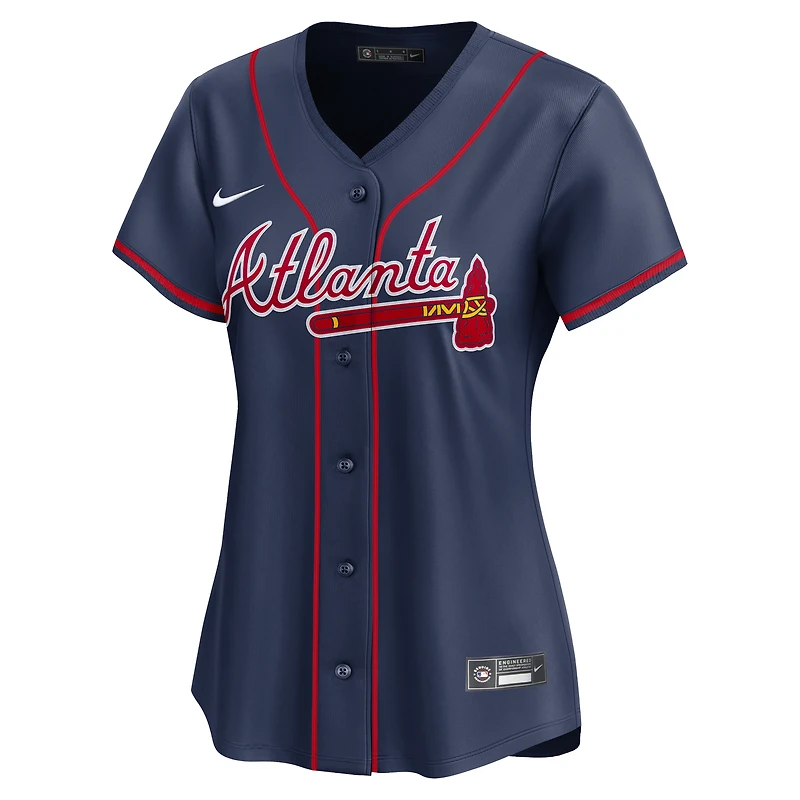 Maillot de joueur alternatif limité Nike Ronald Acuña Jr. des Atlanta Braves pour femme, bleu marine