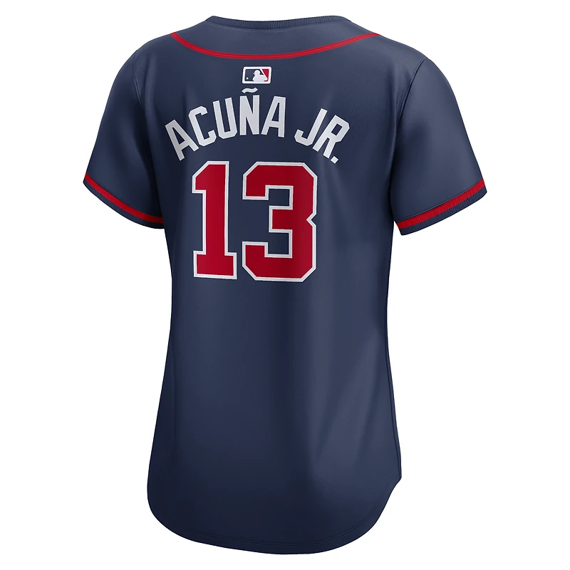 Maillot de joueur alternatif limité Nike Ronald Acuña Jr. des Atlanta Braves pour femme, bleu marine