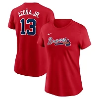 Women's Nike Ronald Acuña Jr. Red Atlanta Braves Cooperstown Collection Fuse Name & Number T-Shirt