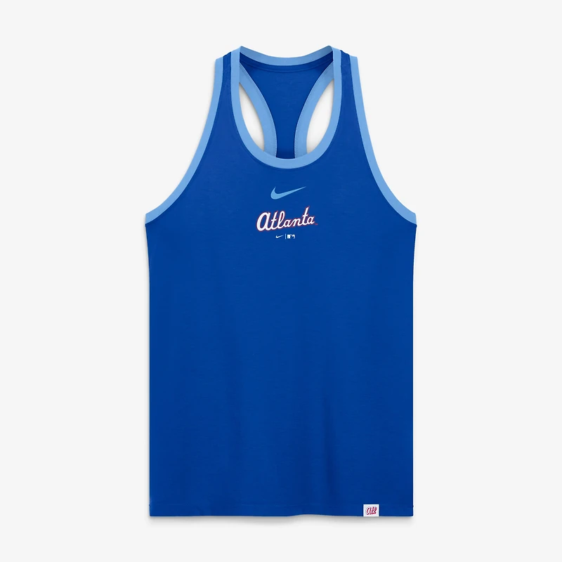 Débardeur dos nageur Nike Royal Atlanta Braves 2026 City Connect Script Tri-Blend pour femme