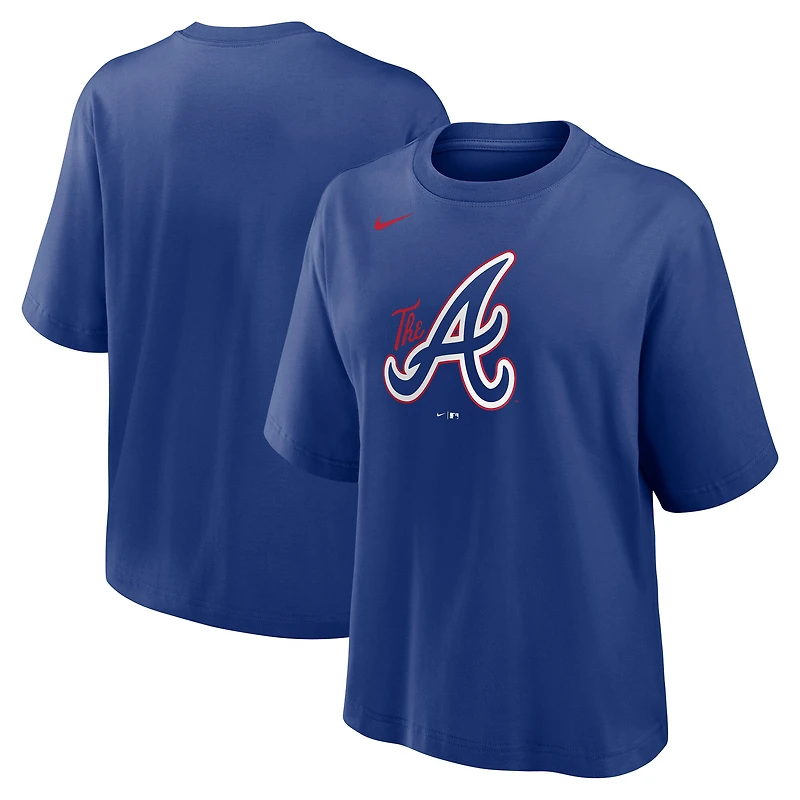 Women's Nike Royal Atlanta Braves City Connect Logo Boxy T-Shirt