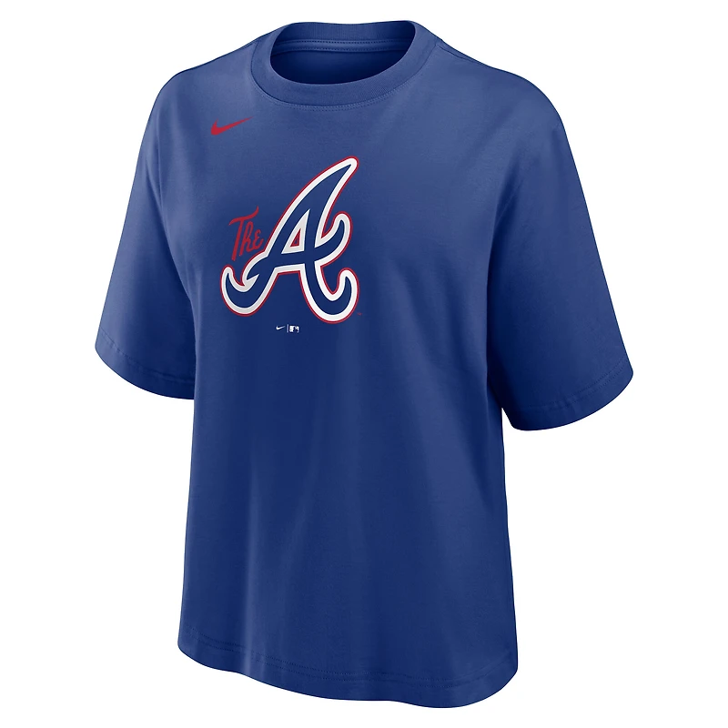 Women's Nike Royal Atlanta Braves City Connect Logo Boxy T-Shirt