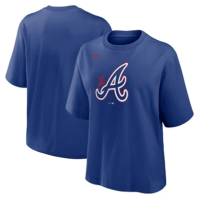 Women's Nike Royal Atlanta Braves City Connect Logo Boxy T-Shirt