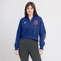 Sweat-shirt en molleton demi-zippé Nike Royal Atlanta Braves Cooperstown Collection Phoenix pour femme