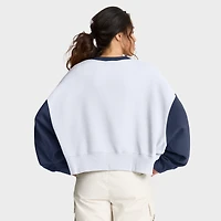 Women's Nike White/Navy Atlanta Braves Oversized High Hip Fleece Sweatshirt