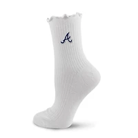 Women's PRO Compression  White Atlanta Braves Logo Lettuce Hem Quarter Socks