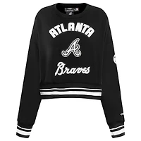 Women's Pro Standard Black Atlanta Braves Pearl Cropped Pullover Sweatshirt