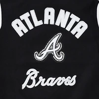 Women's Pro Standard Black Atlanta Braves Pearls Rib Wool Full-Zip Varsity Jacket