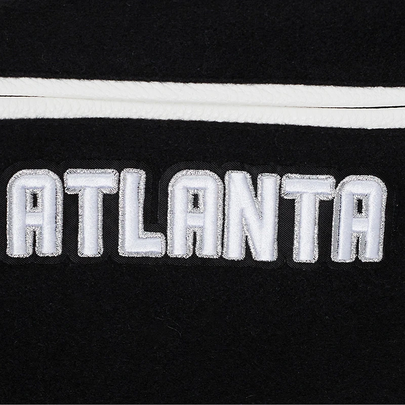 Women's Pro Standard Black Atlanta Braves Pearls Rib Wool Full-Zip Varsity Jacket