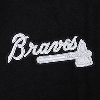 Veste universitaire entièrement zippée en laine côtelée Pro Standard noire pour femme des Atlanta Braves Pearls
