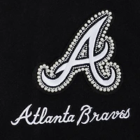 Women's Pro Standard Black Atlanta Braves Pearls Rib Wool Full-Zip Varsity Jacket
