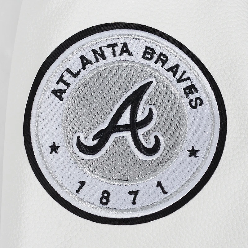Women's Pro Standard Black Atlanta Braves Pearls Rib Wool Full-Zip Varsity Jacket