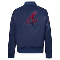 Women's Pro Standard Navy Atlanta Braves Rhinestone Satin Full-Snap Jacket
