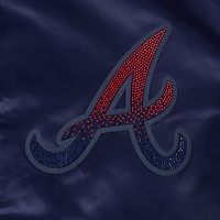 Women's Pro Standard Navy Atlanta Braves Rhinestone Satin Full-Snap Jacket