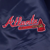 Women's Pro Standard Navy Atlanta Braves Rhinestone Satin Full-Snap Jacket