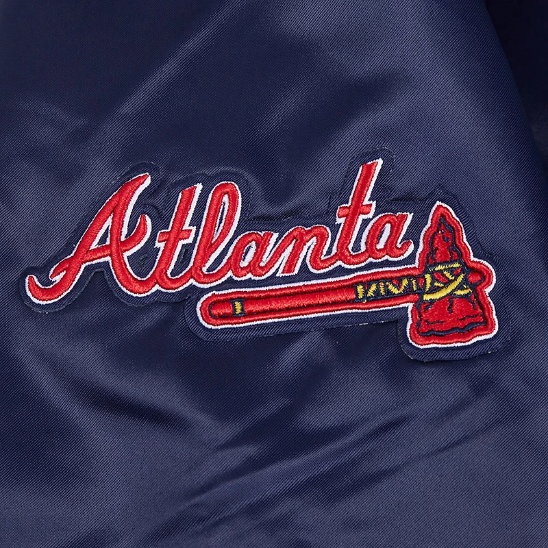 Veste à boutons-pression en satin strass bleu marine Pro Standard pour femme des Atlanta Braves