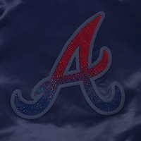 Women's Pro Standard Navy Atlanta Braves Rhinestone Satin Full-Snap Jacket