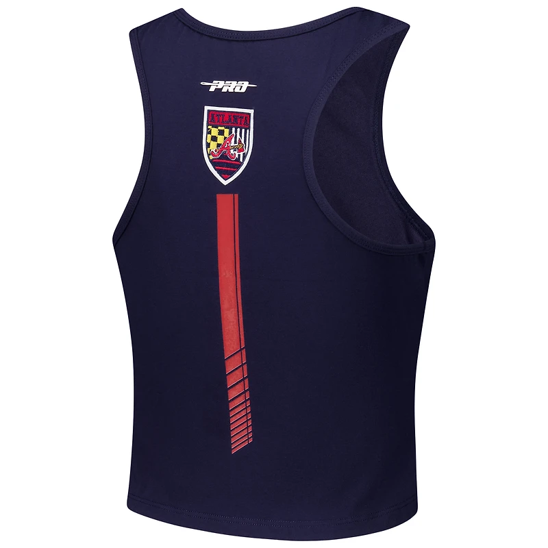 Women's Pro Standard Navy Atlanta Braves Fast Lane Fitted Tri-Blend Cropped Tank Top