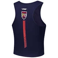 Women's Pro Standard Navy Atlanta Braves Fast Lane Fitted Tri-Blend Cropped Tank Top