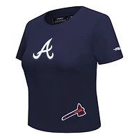 Women's Pro Standard  Navy Atlanta Braves Game Day Classics Baby Doll Cropped T-Shirt