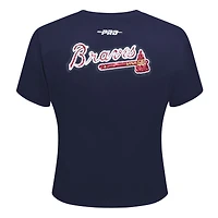 T-shirt court Baby Doll bleu marine Pro Standard Atlanta Braves Game Day Classics pour femme