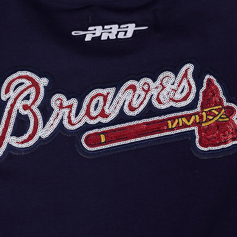 Women's Pro Standard Navy Atlanta Braves Game Day Classics Baby Doll Cropped T-Shirt
