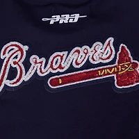 Women's Pro Standard  Navy Atlanta Braves Game Day Classics Baby Doll Cropped T-Shirt