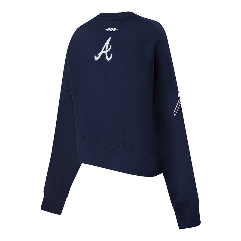 Women's Pro Standard Navy Atlanta Braves Game Day Classics Crewneck Pullover Sweatshirt