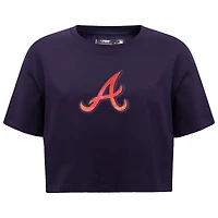 T-shirt court Pro Standard pour femmes, bleu marine, Atlanta Braves, Painted Sky Boxy
