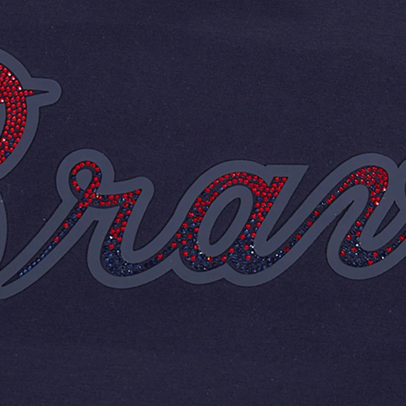Women's Pro Standard  Navy Atlanta Braves Rhinestone Slim Fit T-Shirt