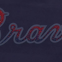 Women's Pro Standard  Navy Atlanta Braves Rhinestone Slim Fit T-Shirt