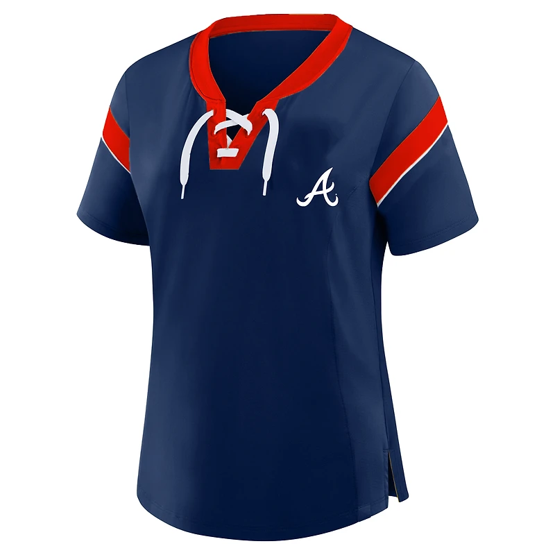 Women's Profile Navy Atlanta Braves Plus Lace-Up T-Shirt