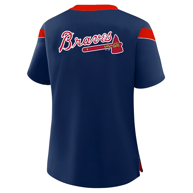 Women's Profile Navy Atlanta Braves Plus Lace-Up T-Shirt