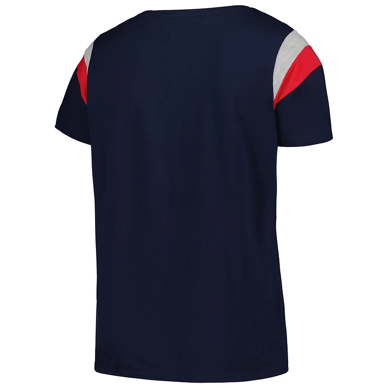 T-shirt à encolure dégagée grande taille Profile pour femmes, bleu marine, Atlanta Braves