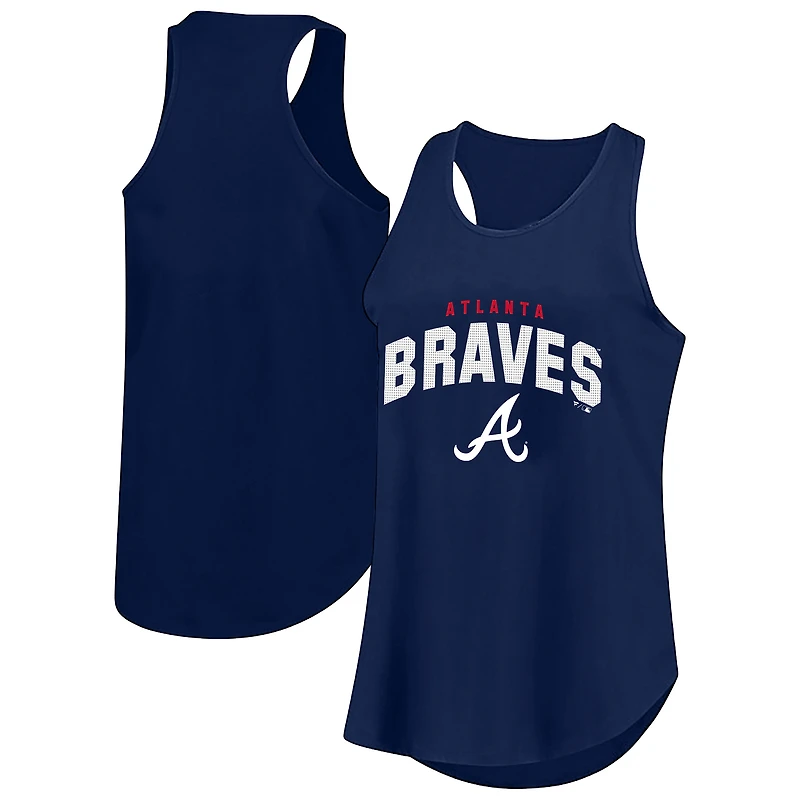 Women's Profile Navy Atlanta Braves Plus Wordmark Racerback Scoop Neck Tank Top