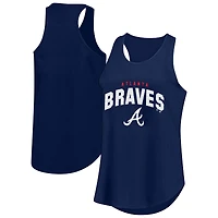 Women's Profile Navy Atlanta Braves Plus Wordmark Racerback Scoop Neck Tank Top
