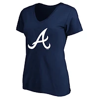 Women's Profile Ronald Acuña Jr. Navy Atlanta Braves Plus Name & Number V-Neck T-Shirt