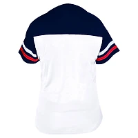 Women's Profile White/Navy Atlanta Braves Plus Two-Stripe V-Neck T-Shirt