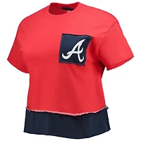 T-shirt court rouge Atlanta Braves pour femmes de la marque Refried Apparel