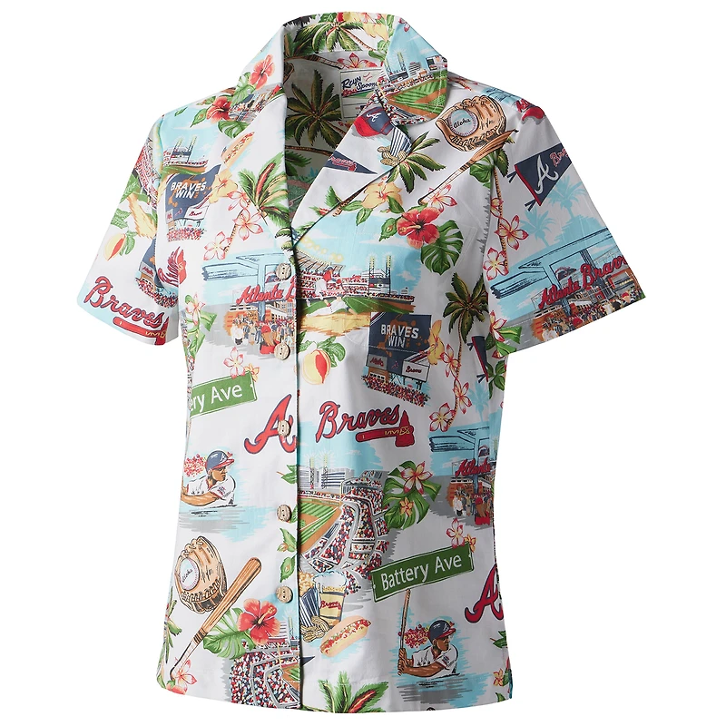 Chemise boutonnée Reyn Spooner Atlanta Braves Scenic Camp pour femme, blanc