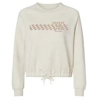 Women's Soft as a Grape Natural Atlanta Braves Tonal Checkered Sweatshirt