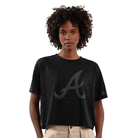 T-shirt court à strass Starter noir pour femme, style boxy, Atlanta Braves
